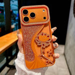 電鍍 TPU 蓮花鏤空雕刻鑽石閃粉手機殼，適用於 iPhone 17 Pro Max、iPhone 17 Pro、iPhone 17、iPhone 16 Pro Max、iPhone 16 Pro、iPhone 16、iPhone 15 Pro Max、iPhone 15 Pro