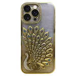 電鍍 TPU 孔雀浮雕鑽石閃粉手機殼附鏡頭保護膜，適用於 iPhone 17 Pro Max、iPhone 17 Pro、iPhone 17、iPhone 16 Pro Max、iPhone 16 Pro、iPhone 16 Plus、iPhone 16、iPhone 15 Pro Max