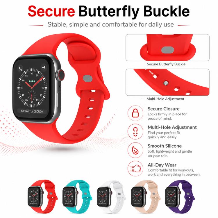 5入裝 xDfind 蝴蝶扣矽膠錶帶，適用於 Apple Watch 42 / 44 / 45 / 46 / 49mm，適用於 Apple Watch 38 / 40 / 41 / S11 42mm