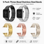 5入裝 xDfind 三珠折疊扣不鏽鋼錶帶，適用於 Apple Watch 42 / 44 / 45 / 46 / 49mm，適用於 Apple Watch 38 / 40 / 41 / S11 42mm
