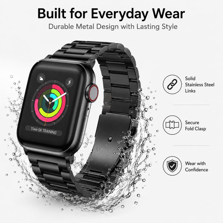 5入裝 xDfind 三珠折疊扣不鏽鋼錶帶，適用於 Apple Watch 42 / 44 / 45 / 46 / 49mm，適用於 Apple Watch 38 / 40 / 41 / S11 42mm