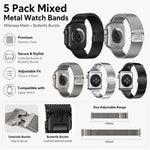 5入裝 xDfind 傘扣米蘭尼斯 + 蝴蝶扣混合錶帶，適用於 Apple Watch 42 / 44 / 45 / 46 / 49mm，適用於 Apple Watch 38 / 40 / 41 / S11 42mm