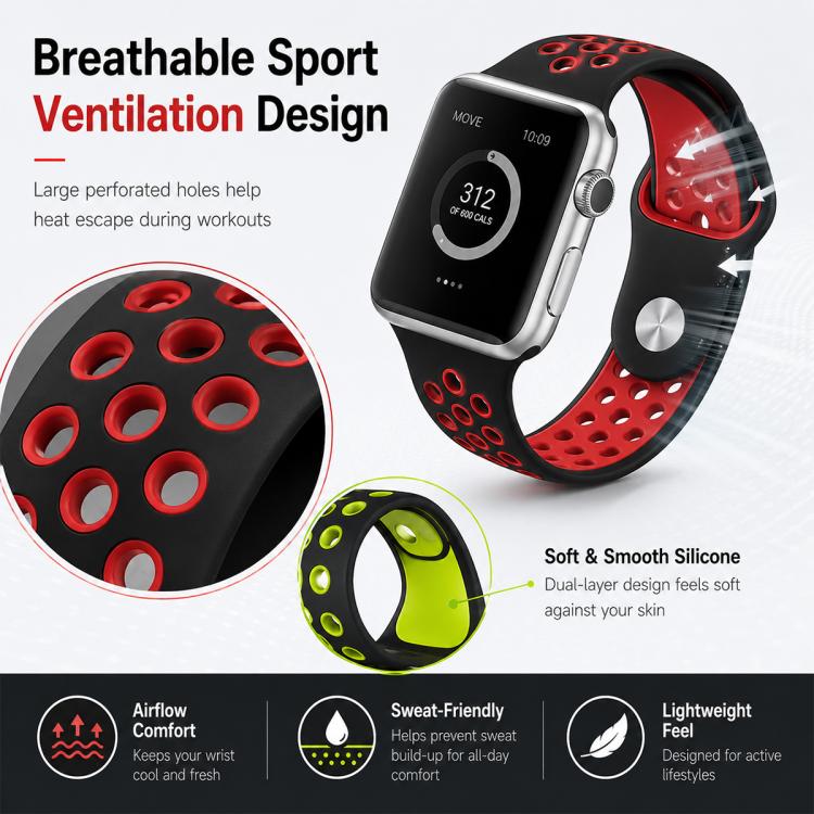5入裝 xDfind 雙色矽膠運動錶帶，適用於 Apple Watch 42 / 44 / 45 / 46 / 49mm，適用於 Apple Watch 38 / 40 / 41 / S11 42mm