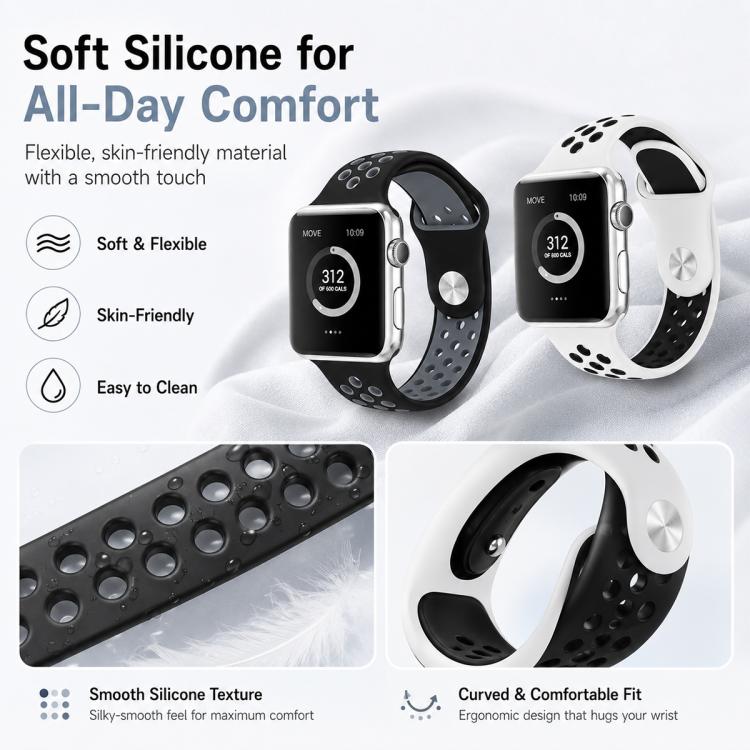 5入裝 xDfind 雙色矽膠運動錶帶，適用於 Apple Watch 42 / 44 / 45 / 46 / 49mm，適用於 Apple Watch 38 / 40 / 41 / S11 42mm