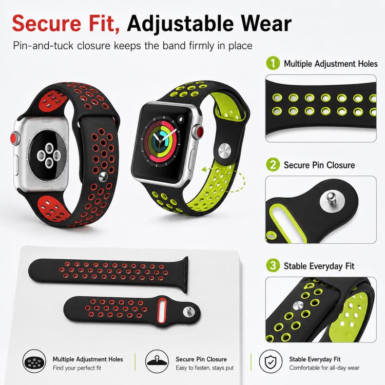 5入裝 xDfind 雙色矽膠運動錶帶，適用於 Apple Watch 42 / 44 / 45 / 46 / 49mm，適用於 Apple Watch 38 / 40 / 41 / S11 42mm