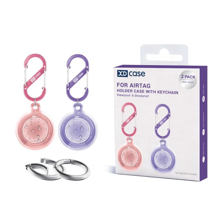 XDcase 2入全包覆防水 TPU 保護殼附鑰匙圈，適用於 AirTag 第二代 / 第一代