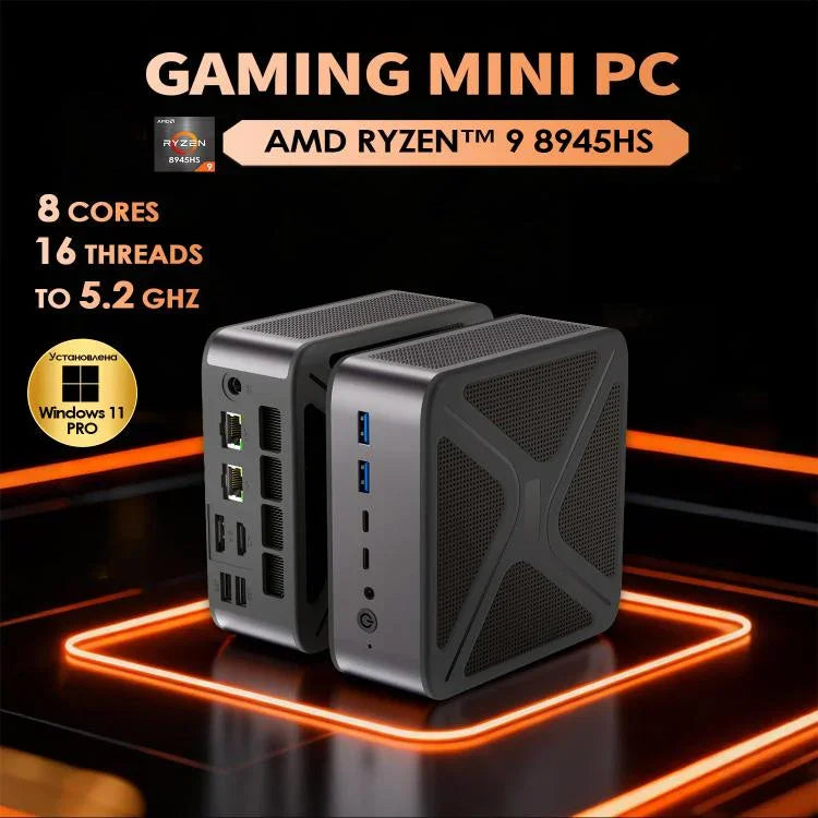 GXMO GH8 Windows 11 Pro 迷你電腦，AMD Ryzen 9 8945HS 八核心處理器，無記憶體，16GB+512GB