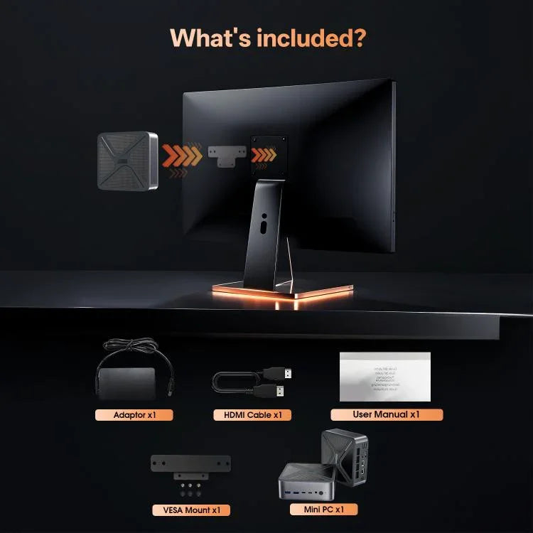 GXMO GH8 Windows 11 Pro 迷你電腦，AMD Ryzen 9 8945HS 八核心處理器，無記憶體，16GB+512GB