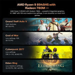 GXMO GH8 Windows 11 Pro 迷你電腦，AMD Ryzen 9 8945HS 八核心處理器，無記憶體，16GB+512GB