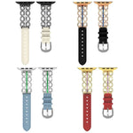 xDfind 鑽石不鏽鋼混合真皮錶帶，適用於 Apple Watch 38 / 40 / 41 / S11 42mm