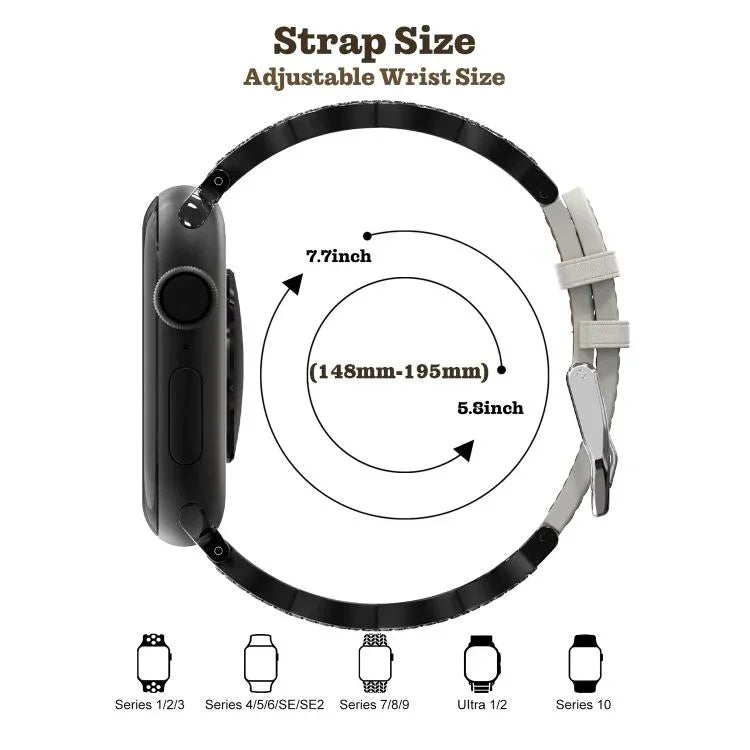 xDfind 鑽石不鏽鋼混合真皮錶帶，適用於 Apple Watch 38 / 40 / 41 / S11 42mm