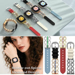 xDfind 鑽石不鏽鋼混合真皮錶帶，適用於 Apple Watch 38 / 40 / 41 / S11 42mm
