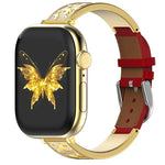 xDfind 蝴蝶不鏽鋼混合真皮錶帶，適用於 Apple Watch 42 / 44 / 45 / 46 / 49mm，適用於 Apple Watch 38 / 40 / 41 / S11 42mm