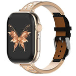 xDfind 蝴蝶不鏽鋼混合真皮錶帶，適用於 Apple Watch 42 / 44 / 45 / 46 / 49mm，適用於 Apple Watch 38 / 40 / 41 / S11 42mm