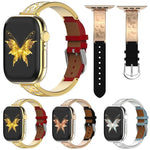 xDfind 蝴蝶不鏽鋼混合真皮錶帶，適用於 Apple Watch 42 / 44 / 45 / 46 / 49mm，適用於 Apple Watch 38 / 40 / 41 / S11 42mm