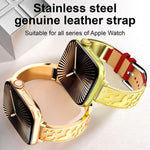 xDfind 蝴蝶不鏽鋼混合真皮錶帶，適用於 Apple Watch 42 / 44 / 45 / 46 / 49mm，適用於 Apple Watch 38 / 40 / 41 / S11 42mm