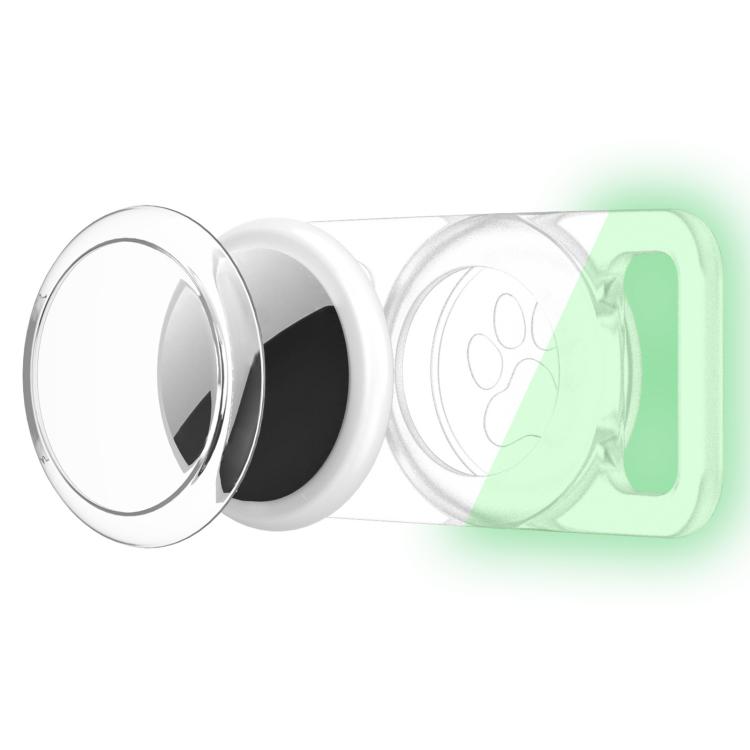 xDfind 矽膠寵物項圈追蹤器透明 PC 保護殼，適用於 AirTag 第二代 / AirTag 第一代
