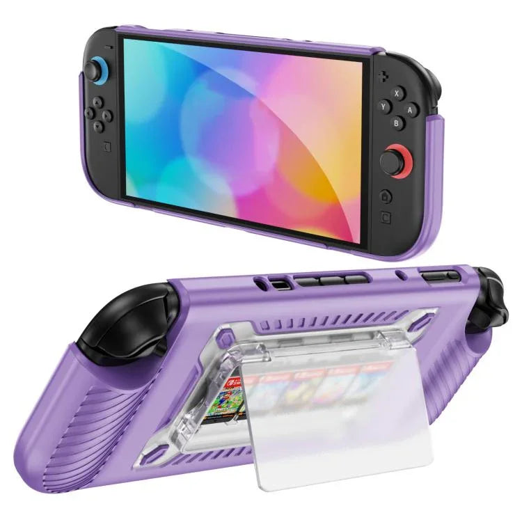 防滑紋理TPU混合PC遊戲主機保護殼，帶卡槽，適用於Nintendo Switch 2