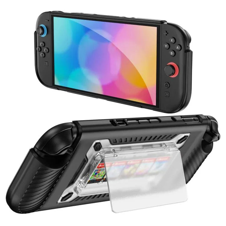 防滑紋理TPU混合PC遊戲主機保護殼，帶卡槽，適用於Nintendo Switch 2