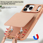 VIETAO荔枝紋錢包PU手機殼附掛繩，適用於iPhone 17 Pro Max、iPhone 17 Pro