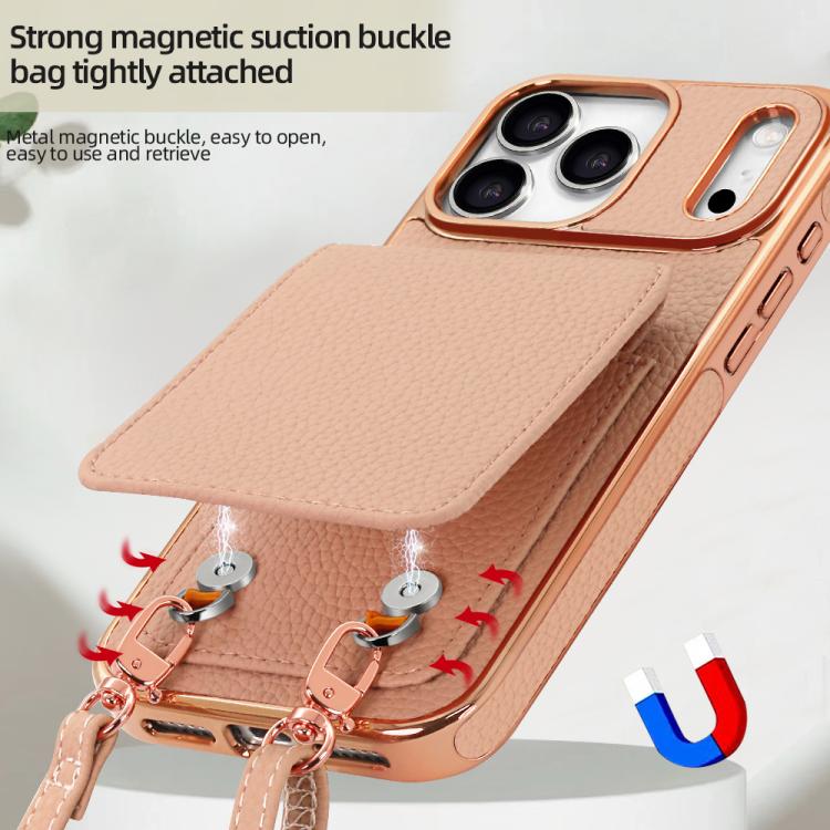 VIETAO荔枝紋錢包PU手機殼附掛繩，適用於iPhone 17 Pro Max、iPhone 17 Pro