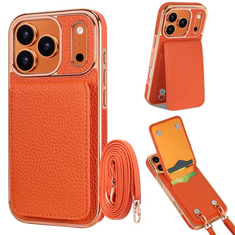 VIETAO荔枝紋錢包PU手機殼附掛繩，適用於iPhone 17 Pro Max、iPhone 17 Pro