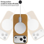 VIETAO麂皮MagSafe PU皮革手機殼附支架，適用於iPhone 17 Pro Max、iPhone 17 Pro、iPhone 17、iPhone Air