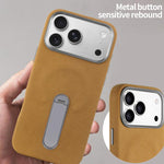 VIETAO麂皮MagSafe PU皮革手機殼附支架，適用於iPhone 17 Pro Max、iPhone 17 Pro、iPhone 17、iPhone Air