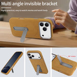 VIETAO麂皮MagSafe PU皮革手機殼附支架，適用於iPhone 17 Pro Max、iPhone 17 Pro、iPhone 17、iPhone Air