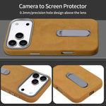 VIETAO麂皮MagSafe PU皮革手機殼附支架，適用於iPhone 17 Pro Max、iPhone 17 Pro、iPhone 17、iPhone Air