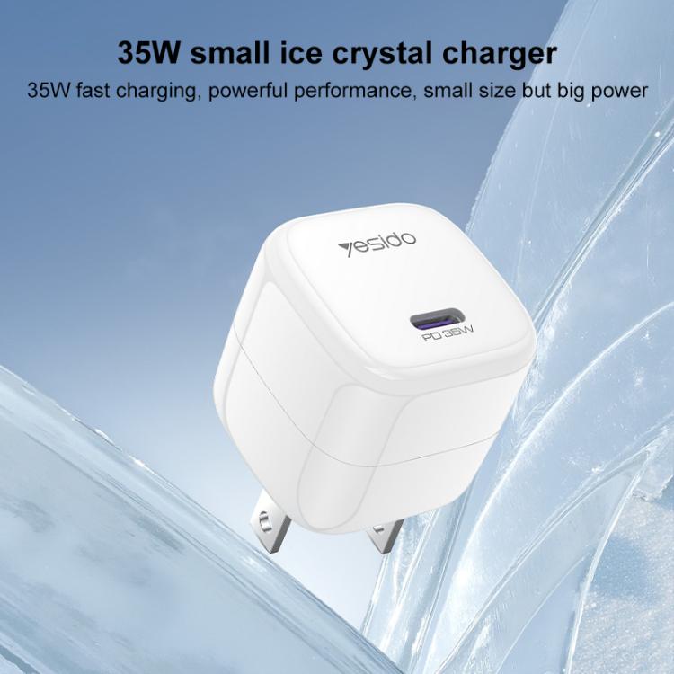Yesido YC16U PD 35W Type-C 迷你冰塊快充充電器，美規插頭
