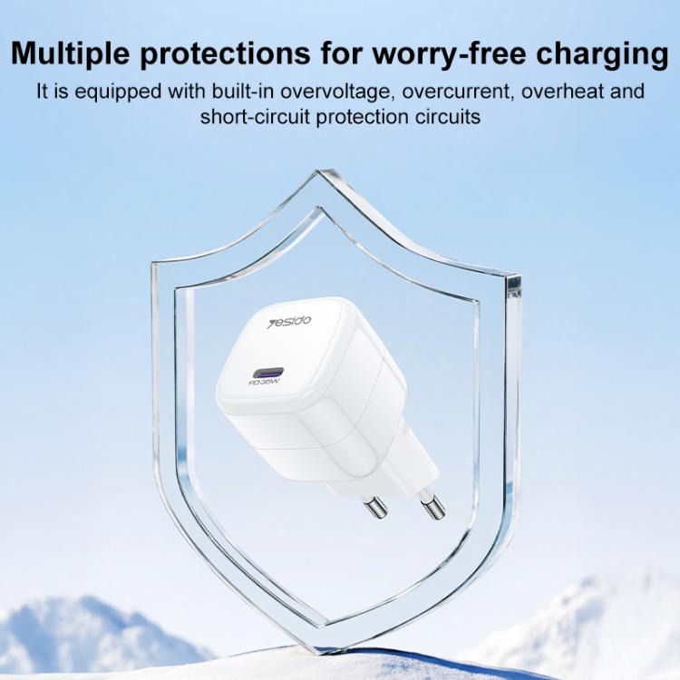 Yesido YC103 PD 35W Type-C 迷你冰塊快充充電器，歐規插頭