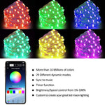 RGB USB LED銅線燈串節日裝飾燈串藍牙手機APP控制，2米20燈，5米50燈，10米100燈，12米120燈，15米150燈，20米200燈