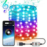 RGB USB LED銅線燈串節日裝飾燈串藍牙手機APP控制，2米20燈，5米50燈，10米100燈，12米120燈，15米150燈，20米200燈