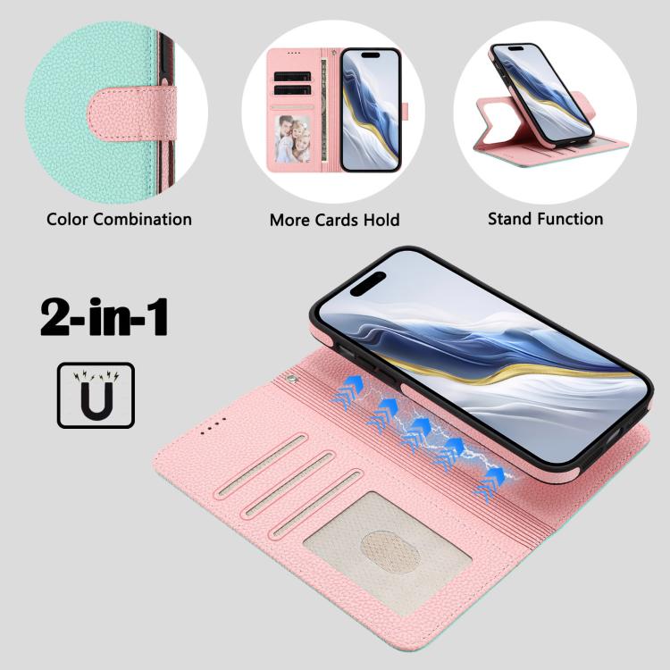 可拆卸荔枝紋磁性側貼素皮手機殼，適用於iPhone 17 Pro Max、iPhone 17 Pro、iPhone 17、iPhone Air、iPhone 16 Pro Max、iPhone 16 Pro、iPhone 16 Plus、iPhone 16