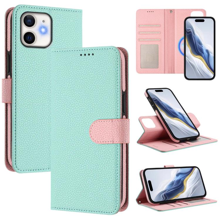 可拆卸荔枝紋磁性側貼素皮手機殼，適用於iPhone 13 Pro Max、iPhone 13 Pro、iPhone 13、iPhone 12 / 12 Pro、iPhone 12 Pro Max、iPhone 11 Pro Max、iPhone 11、iPhone 11 Pro