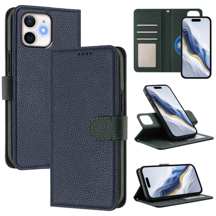 可拆卸荔枝紋磁性側貼素皮手機殼，適用於iPhone 13 Pro Max、iPhone 13 Pro、iPhone 13、iPhone 12 / 12 Pro、iPhone 12 Pro Max、iPhone 11 Pro Max、iPhone 11、iPhone 11 Pro