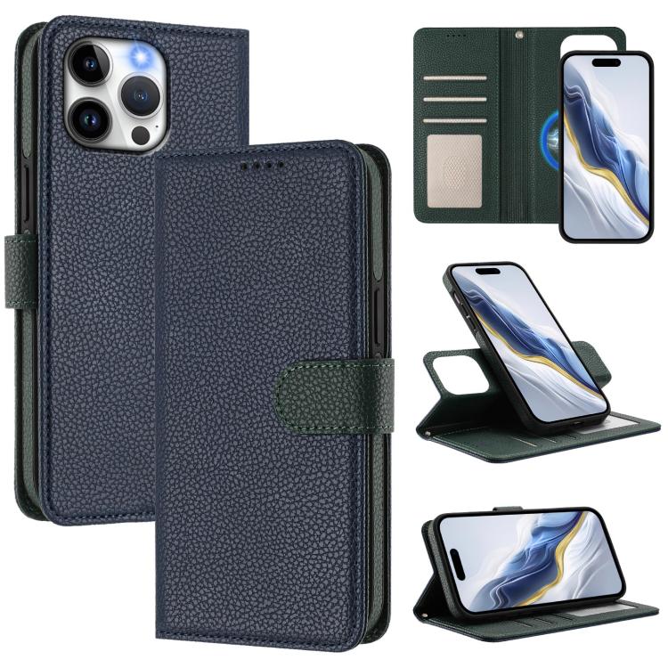 可拆卸荔枝紋磁性側貼素皮手機殼，適用於iPhone 13 Pro Max、iPhone 13 Pro、iPhone 13、iPhone 12 / 12 Pro、iPhone 12 Pro Max、iPhone 11 Pro Max、iPhone 11、iPhone 11 Pro