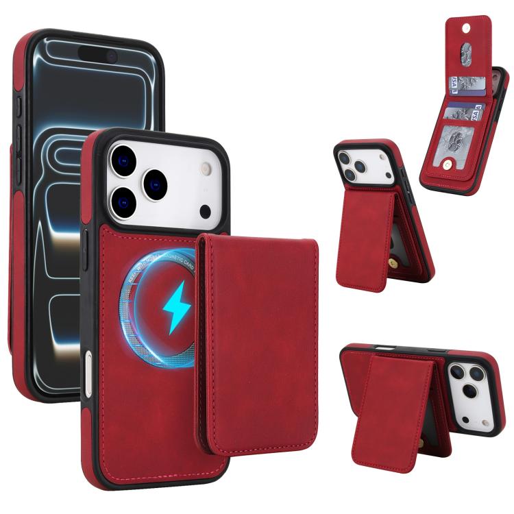 YM030 復古仿皮磁吸可拆式錢包手機殼，適用於 iPhone 17 Pro Max，適用於 iPhone 17 Pro