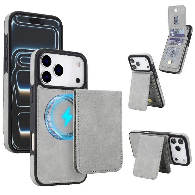 YM030 復古仿皮磁吸可拆式錢包手機殼，適用於 iPhone 17 Pro Max，適用於 iPhone 17 Pro