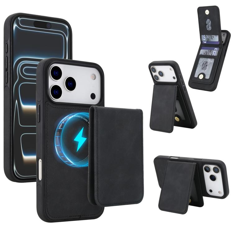 YM030 復古仿皮磁吸可拆式錢包手機殼，適用於 iPhone 17 Pro Max，適用於 iPhone 17 Pro