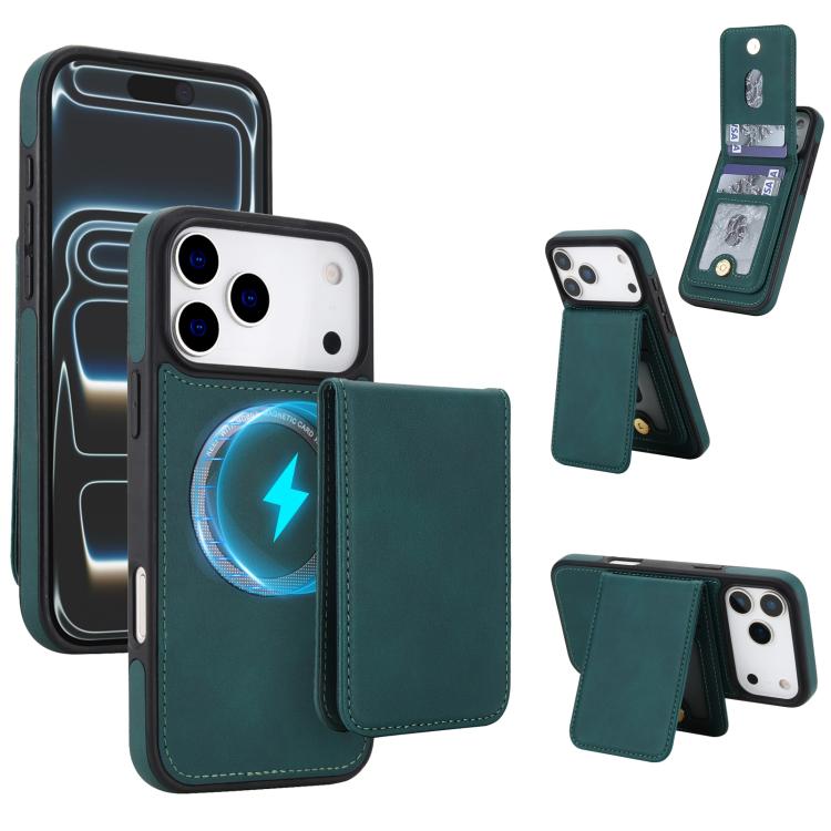 YM030 復古仿皮磁吸可拆式錢包手機殼，適用於 iPhone 17 Pro Max，適用於 iPhone 17 Pro