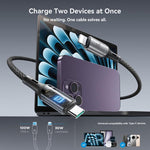 JOYROOM S-A57 RapidX 系列 100W 2 合 1 USB-C / Type-C 轉 USB-C / Type-C，8 Pin 快充數據線，1.5m