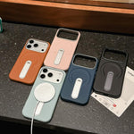 隱形支架 PC + 素皮磁吸手機殼，適用於 iPhone 17 Pro Max，適用於 iPhone 17 Pro