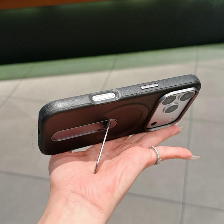 隱形支架 PC + 素皮磁吸手機殼，適用於 iPhone 17 Pro Max，適用於 iPhone 17 Pro