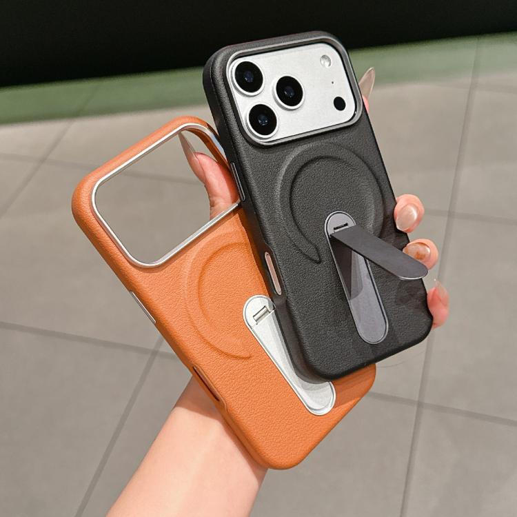 隱形支架 PC + 素皮磁吸手機殼，適用於 iPhone 17 Pro Max，適用於 iPhone 17 Pro
