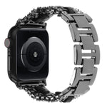 鑽石素皮金屬錶帶，適用 Apple Watch 46mm / 49mm / 45mm / 44mm，適用 Apple Watch 42mm / 41mm / 40mm / 38mm