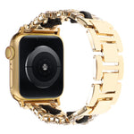 鑽石素皮金屬錶帶，適用 Apple Watch 46mm / 49mm / 45mm / 44mm，適用 Apple Watch 42mm / 41mm / 40mm / 38mm