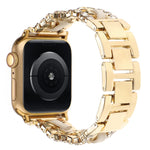 鑽石素皮金屬錶帶，適用 Apple Watch 46mm / 49mm / 45mm / 44mm，適用 Apple Watch 42mm / 41mm / 40mm / 38mm