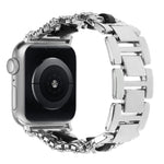 鑽石素皮金屬錶帶，適用 Apple Watch 46mm / 49mm / 45mm / 44mm，適用 Apple Watch 42mm / 41mm / 40mm / 38mm